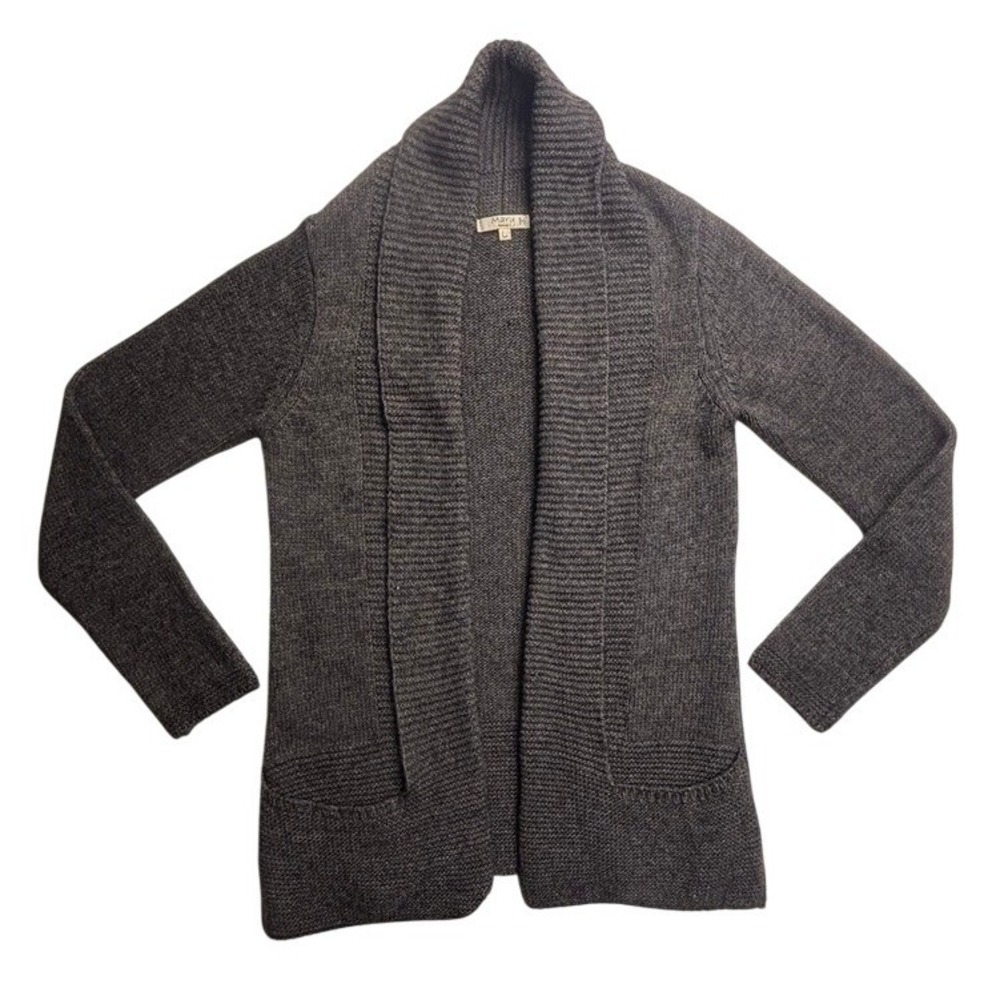Mary Firenze Italy Womens Large Gray Alpaca Wool Blend Shawl Open Front Cardigan